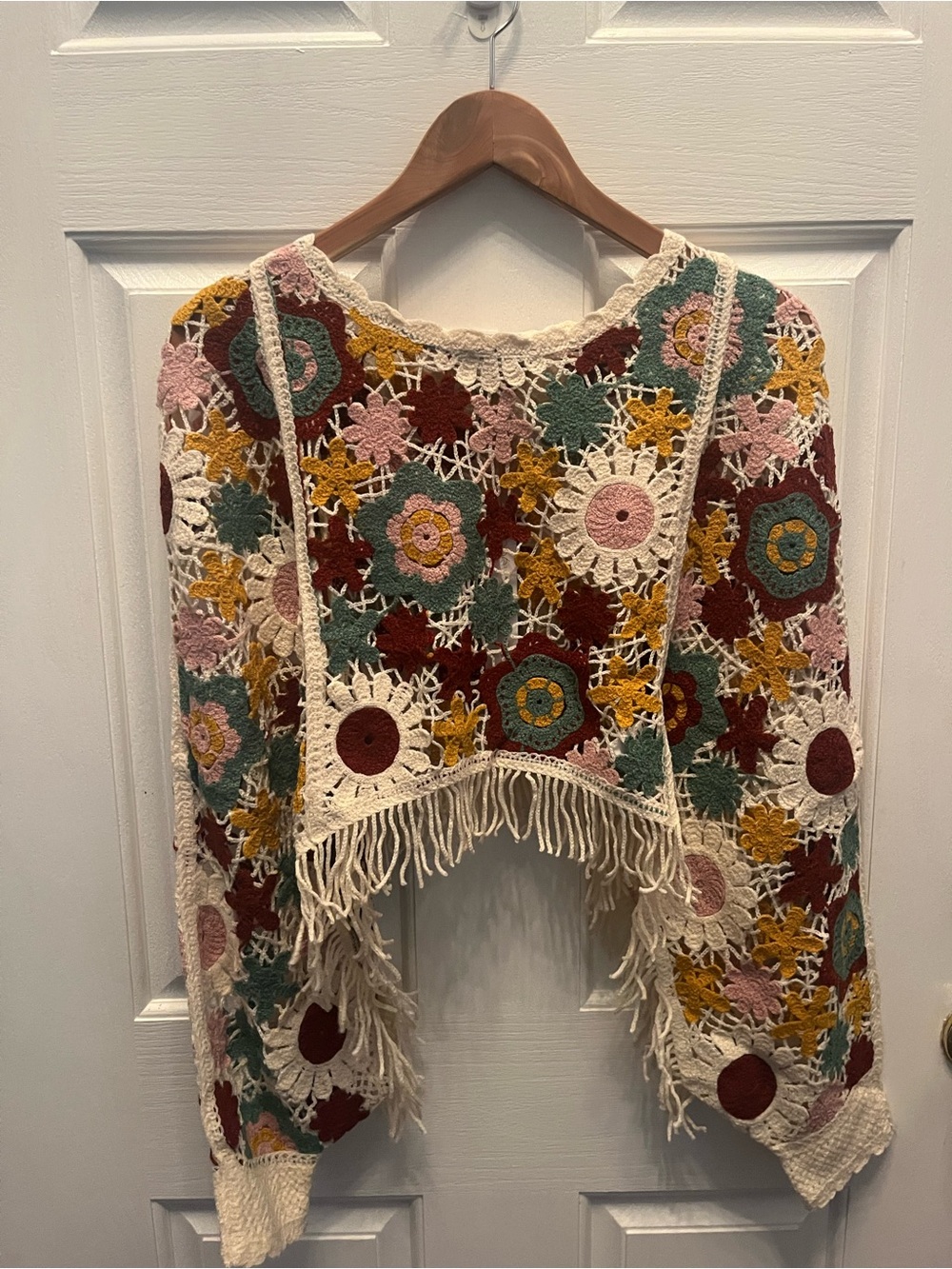 NWT House of Harlow 1960 Fringed Multi Color Knit Poncho Sweater- One Size